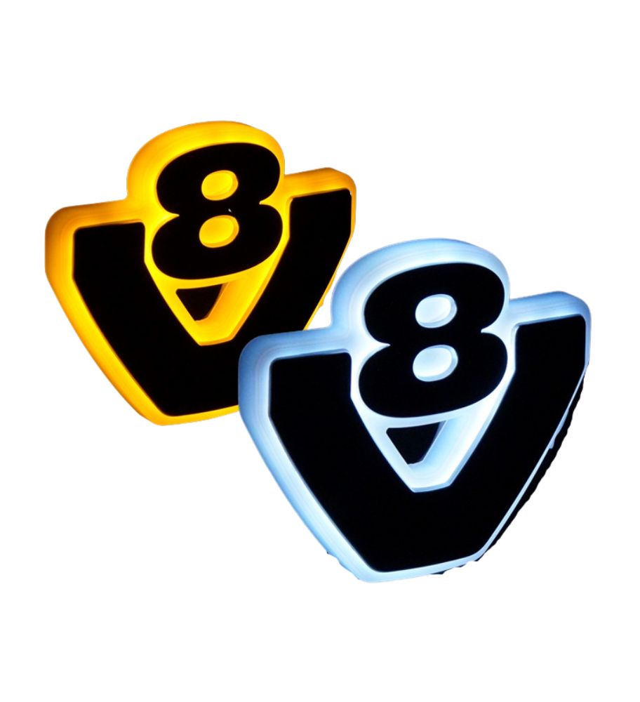 [S240874-AMCW] Base Lumineuse Bi-Color Emblème Scania V8 blanc/Orange